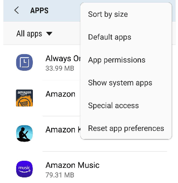 Android storage App size