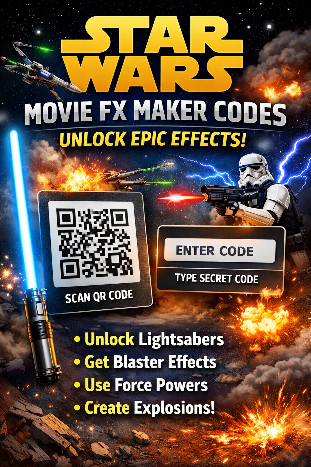 star wars movie fx maker codes
